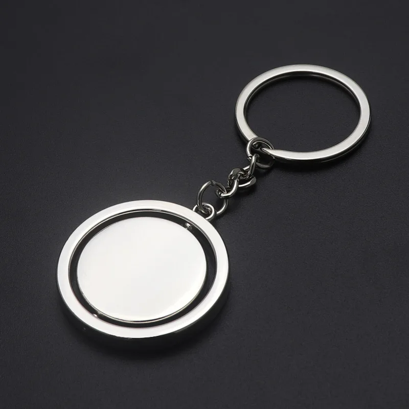 50 Pcs Round Blank Keychain 360 Rotating Metal Tag Keychain Car Keychain