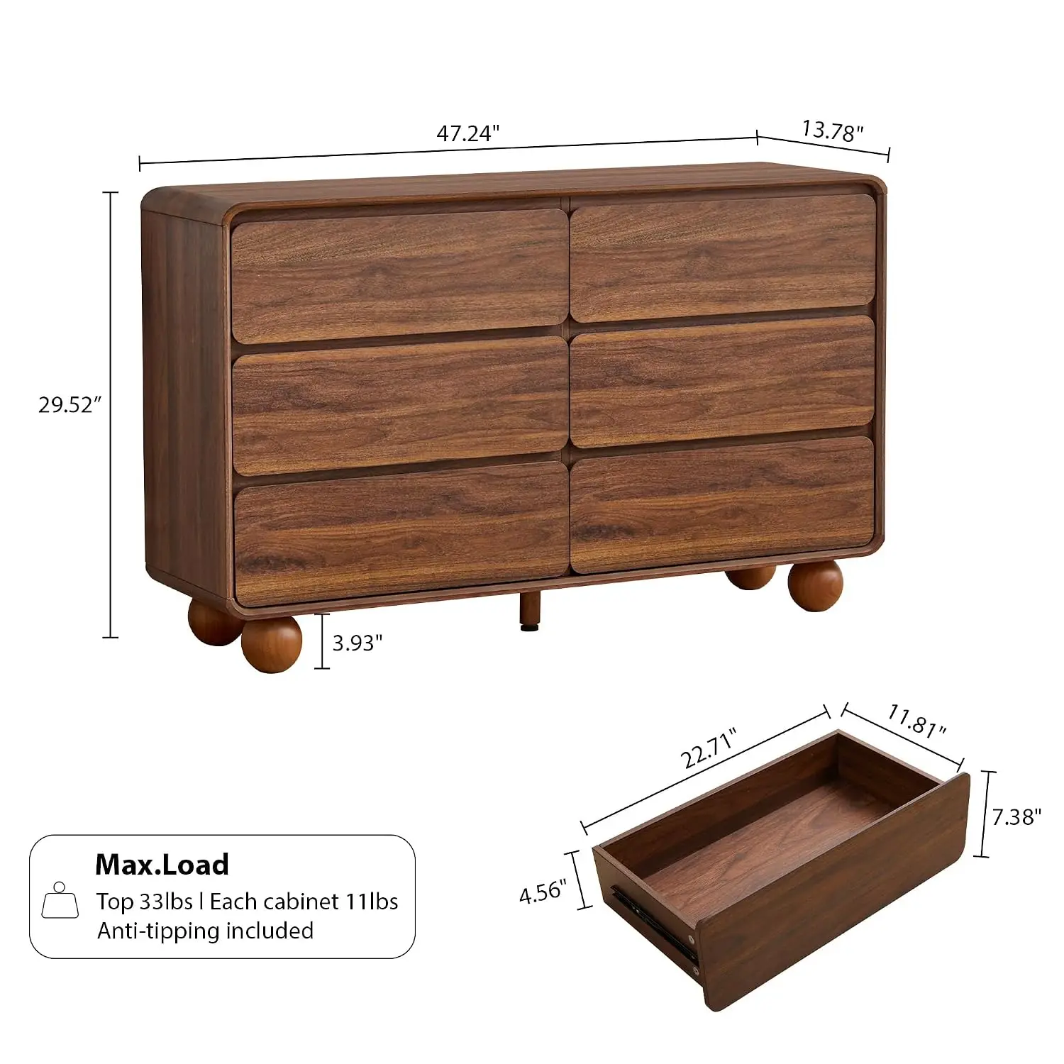 Modern 6 Drawer Dresser Bedroom 48