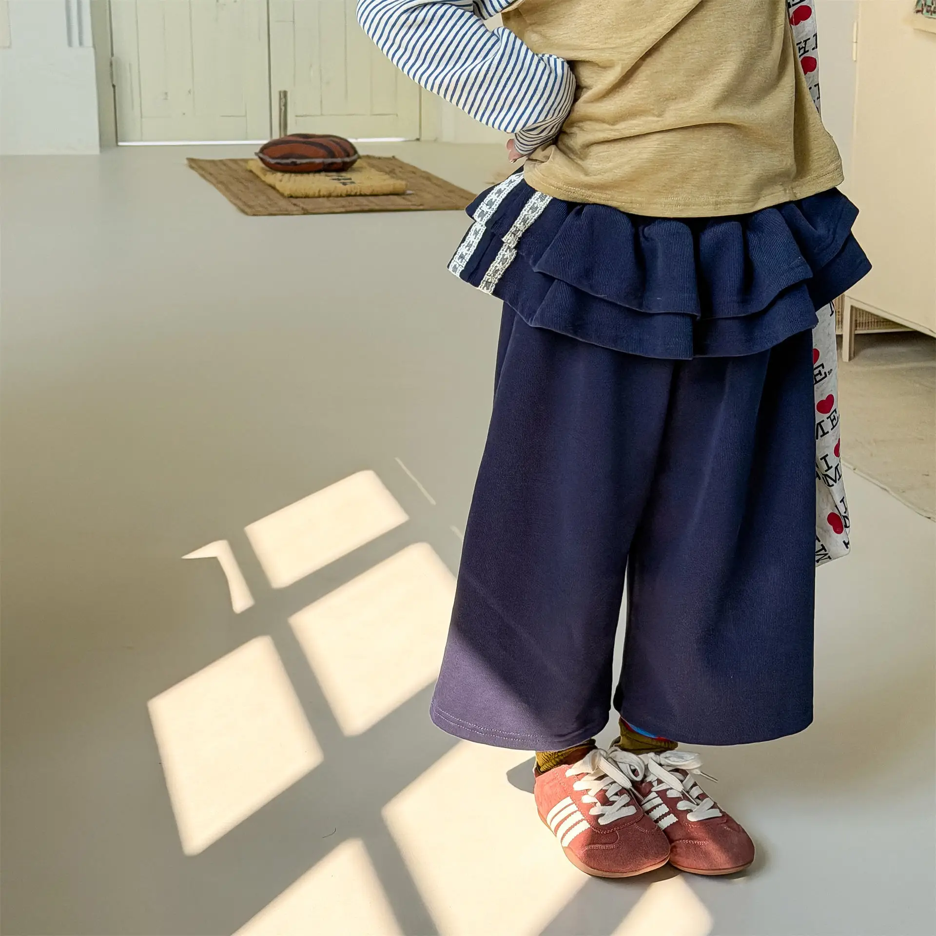 

2026 Spring New Children Casual Pants Cotton Girls Lace Wide Leg Pants Baby Girl Loose Trousers Kids Sweat Pants Toddler Clothes