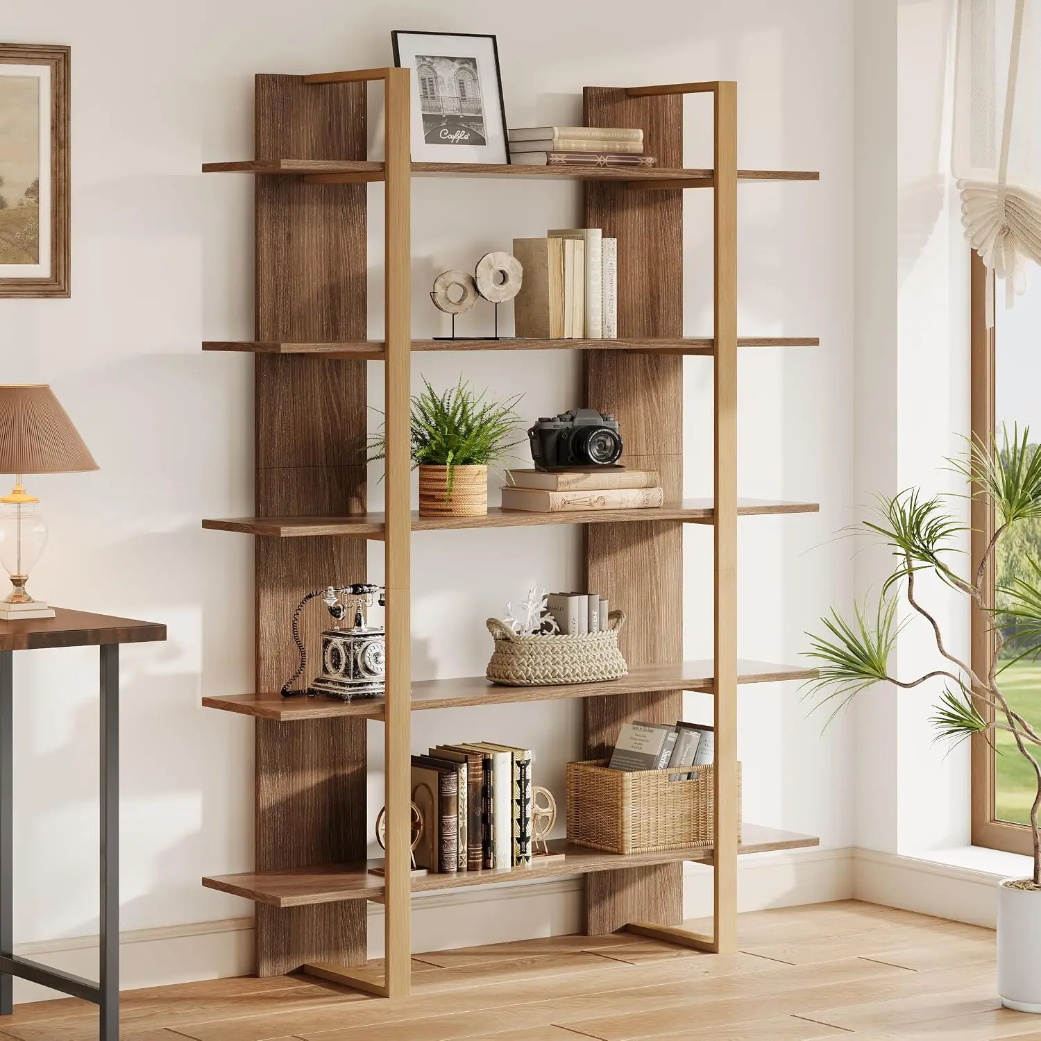 5-Tier Bookshelf Open Metal Frame 71