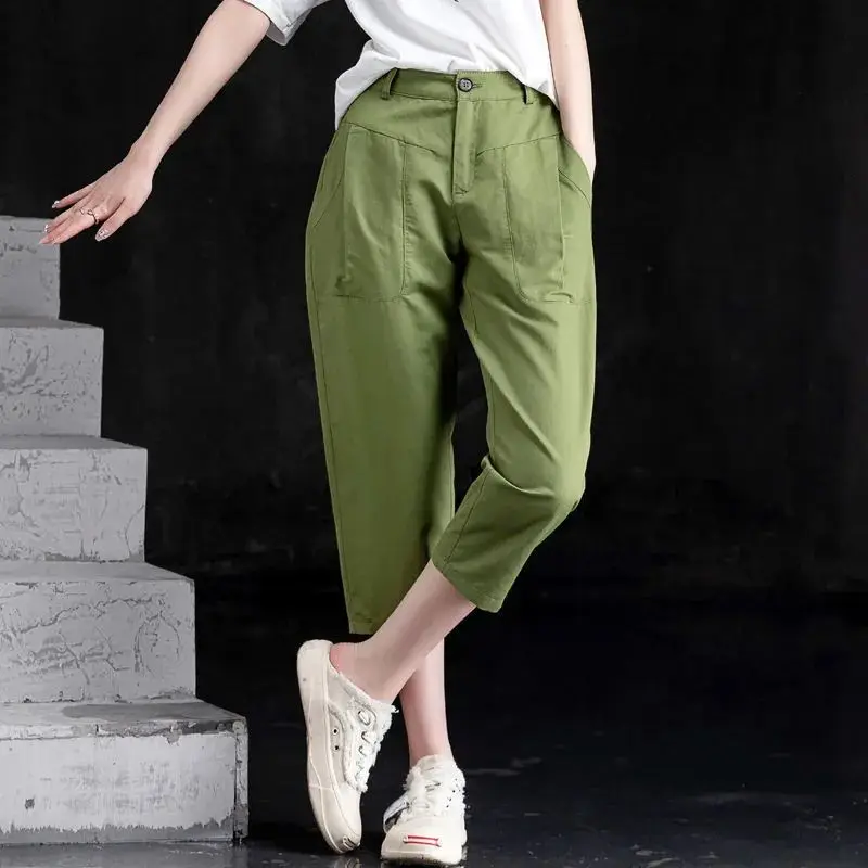 Cotton Casual Pants For Women In Summer, Thin And Loose Fitting Korean Harun Capris Are Fashionable