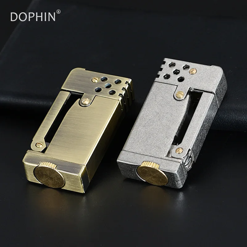 

Креативная масляная зажигалка в форме люта, металлическая, зажигание бокового давления, винтажный ностальгический креативный подарок для мужчин