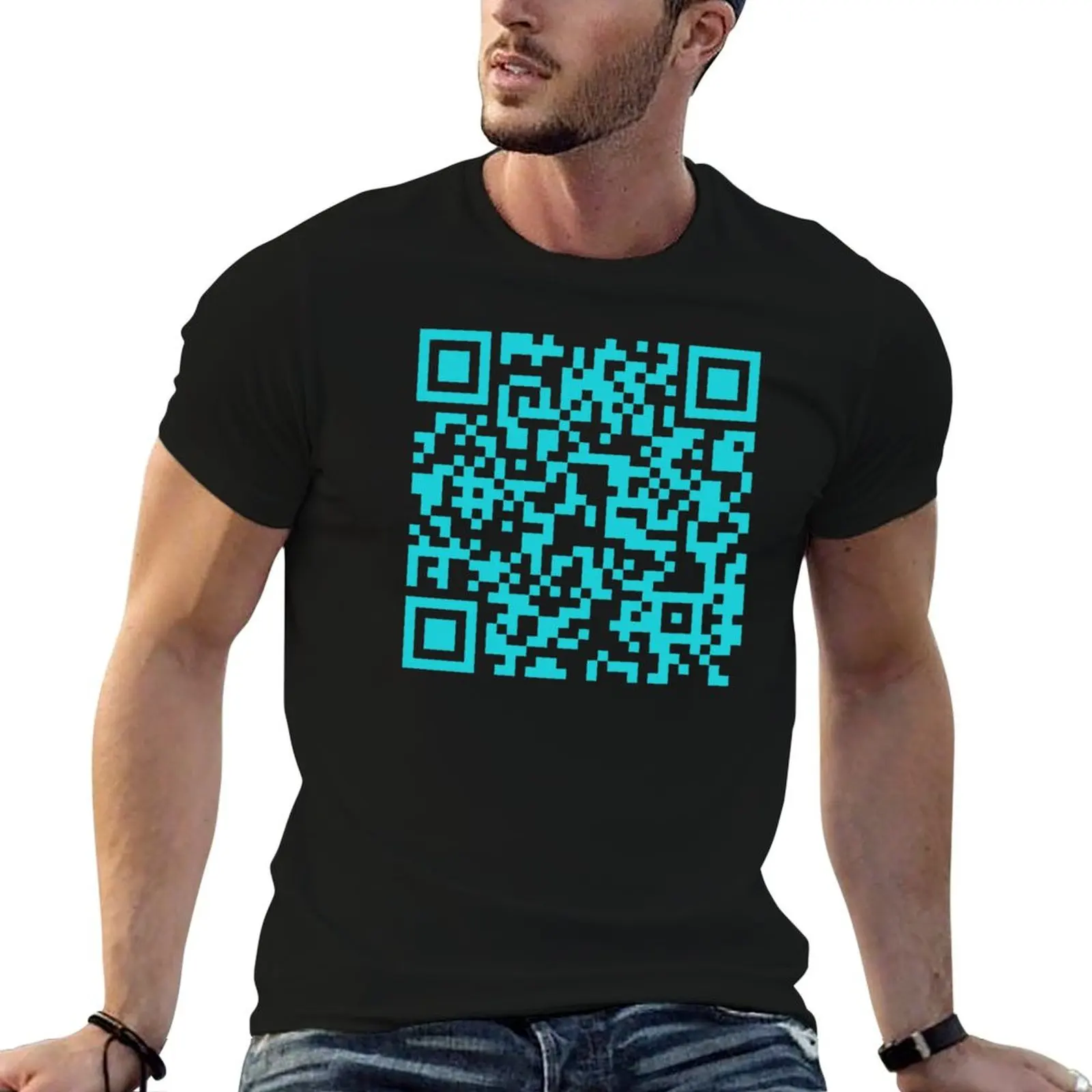 

Rick roll QR code T-Shirt man graphic t shirt t shirts with prints t shirt man casual T-Shirt
