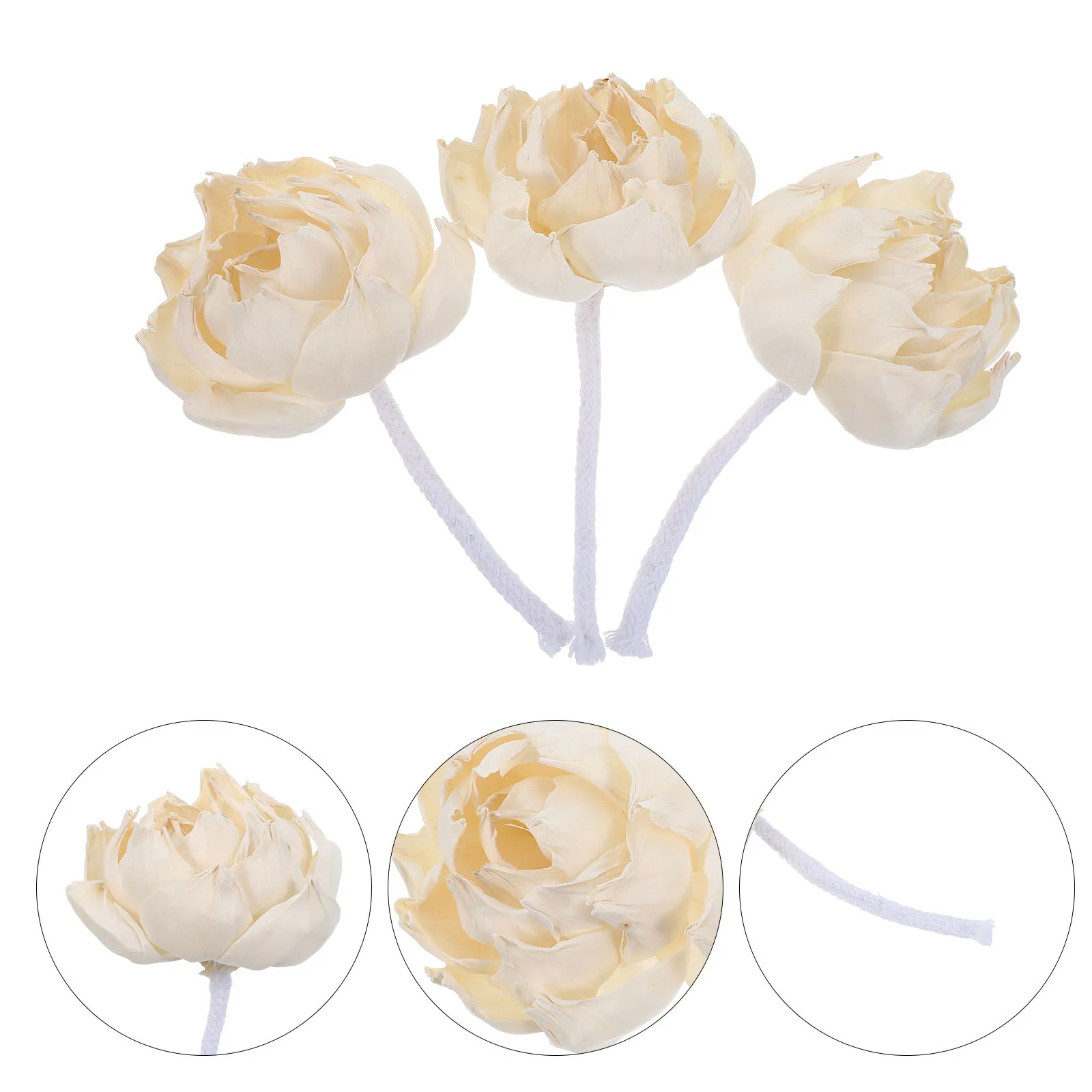 

3Pcs Aromatherapy Decor Sola Paper Peony Flowers Realistic Faux Floral Diffuser with Cotton Rope for Home Fragrance Bathroom