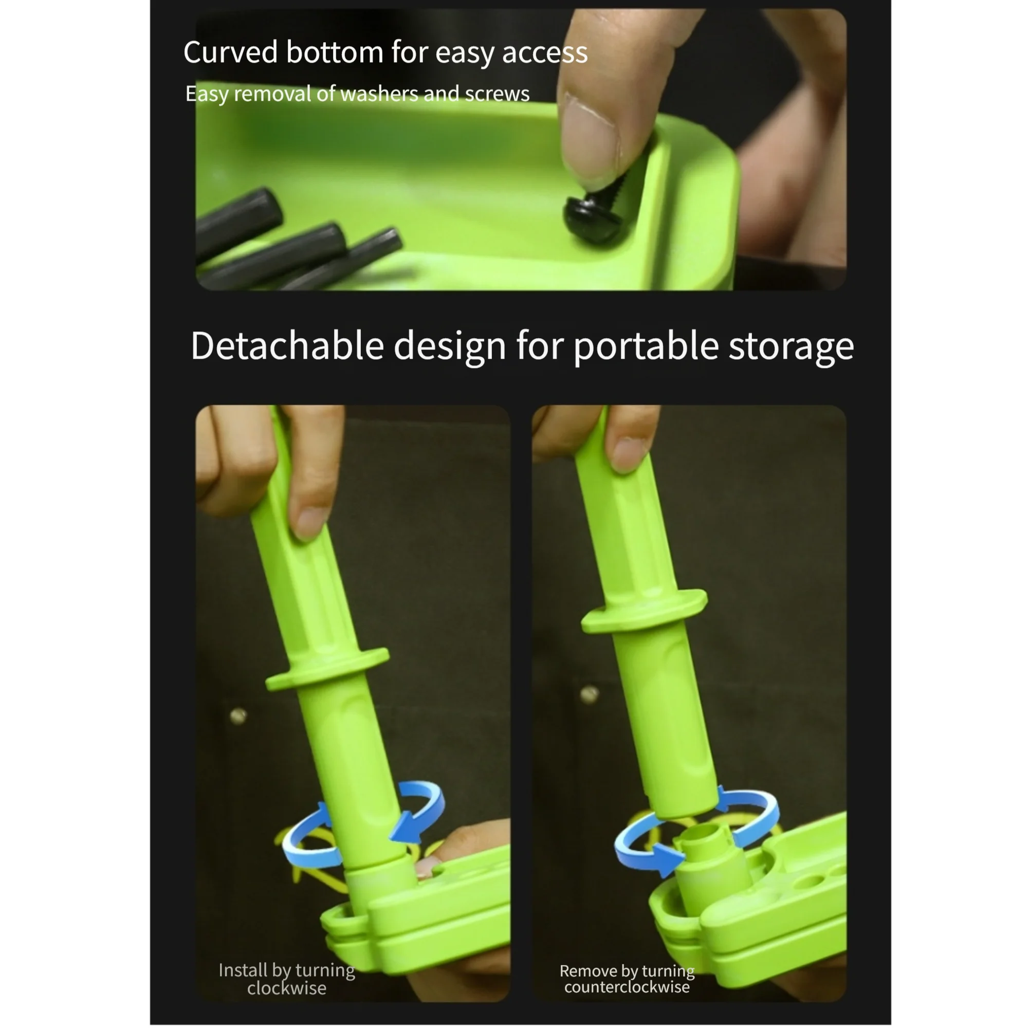Multi Compartment Storage Tray For Gravel Bike Detachable Virtual Head Tube Storage Tray Anti-slip Tools