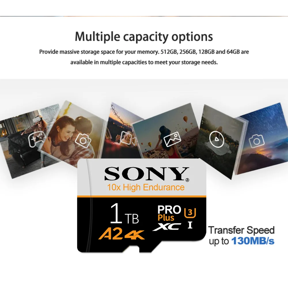 SD-карты SONY, 2 ТБ, 1 ТБ, 512 ГБ, 256 ГБ, карта флэш-памяти, высокоскоростная карта Micro TF, мини-карта памяти класса 10, для телефонов/ПК/камер