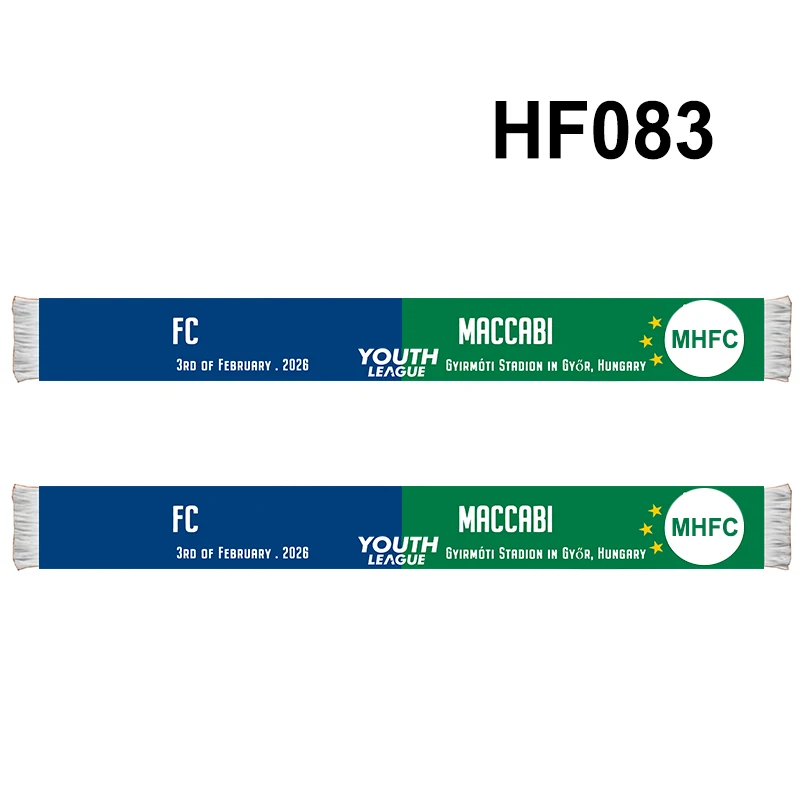 145*18 cm Size Maccabi MHFC Youth League Scarf for Fans Double-faced Knitted HF083