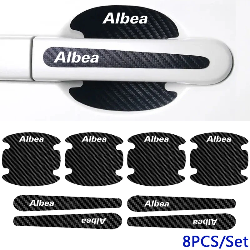 8PCS Car Door Bowl Stickers for Fiat Albea Logo 500X Panda Punto Carbon Fiber Exterior Strip Texture Protect Anti Scratches Tape
