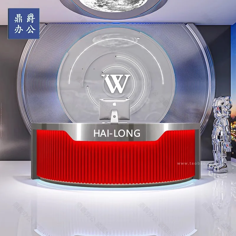 Stainless Steel Arc Monitor Furniture Shop Counter Reception Cosmetics Counter Portable Console Store Arrangement Steel Rod