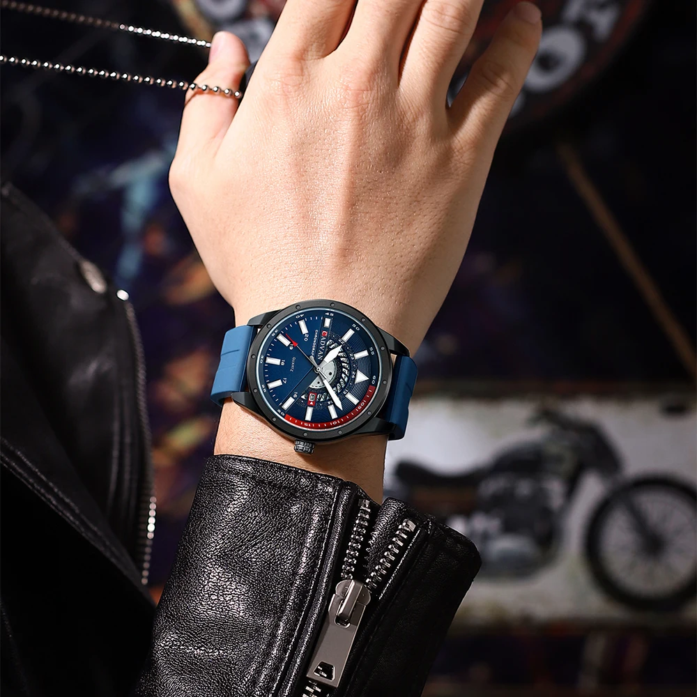 ساعة رجالية عصرية من CADVAN ، ساعة يد عسكرية فاخرة مقاومة للماء رياضية للرجال ، ساعة يد عسكرية بتاريخ أوتوماتيكي من السيليكون