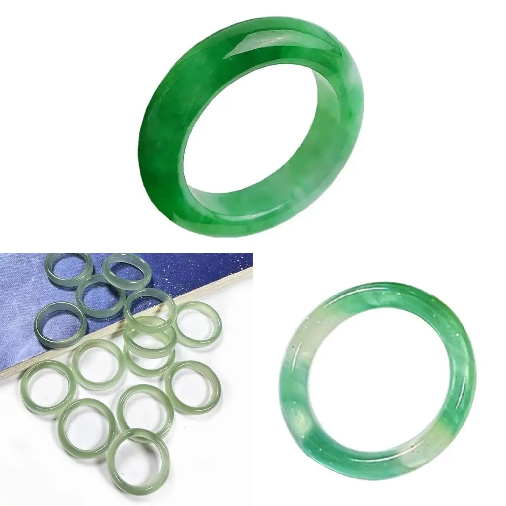  Acrylic Imitation Jade Rings Simple Gradient Color Stackable Ring Jewelry