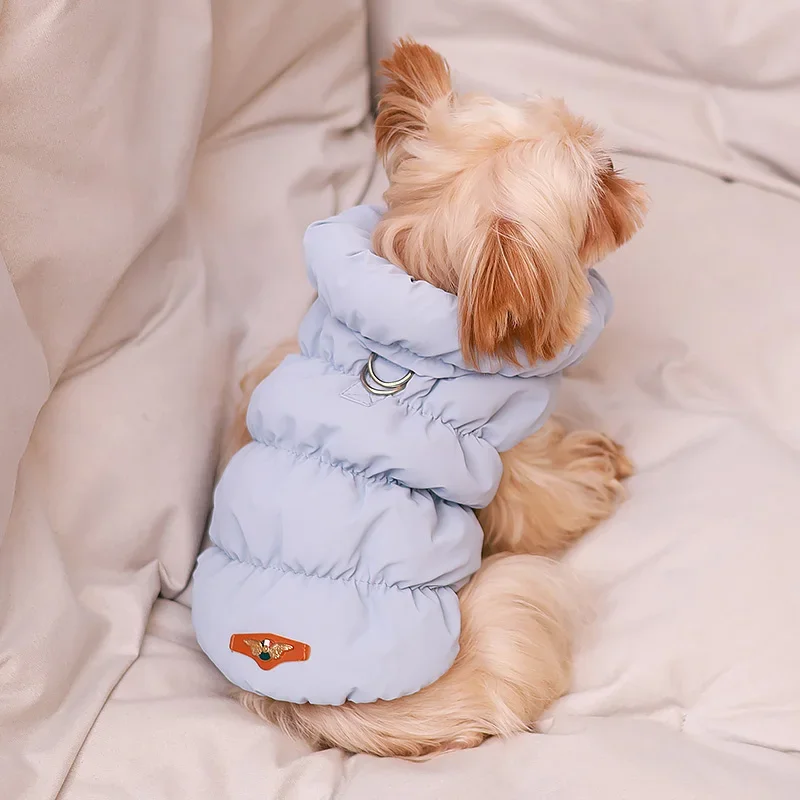 Luxury Winter Dog Coat Vest Warm Cotton Pet Jacket Coat Thickened Designer Dog Clothes with D-ring  Ropa Para Perro