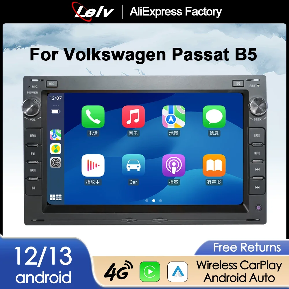 

Lelv Carplay Android 13 Auto Radio for VW Golf 4 Passat POLO Transport T5 Multivan Seat Jetta Car Multimedia GPS 2din autoradio