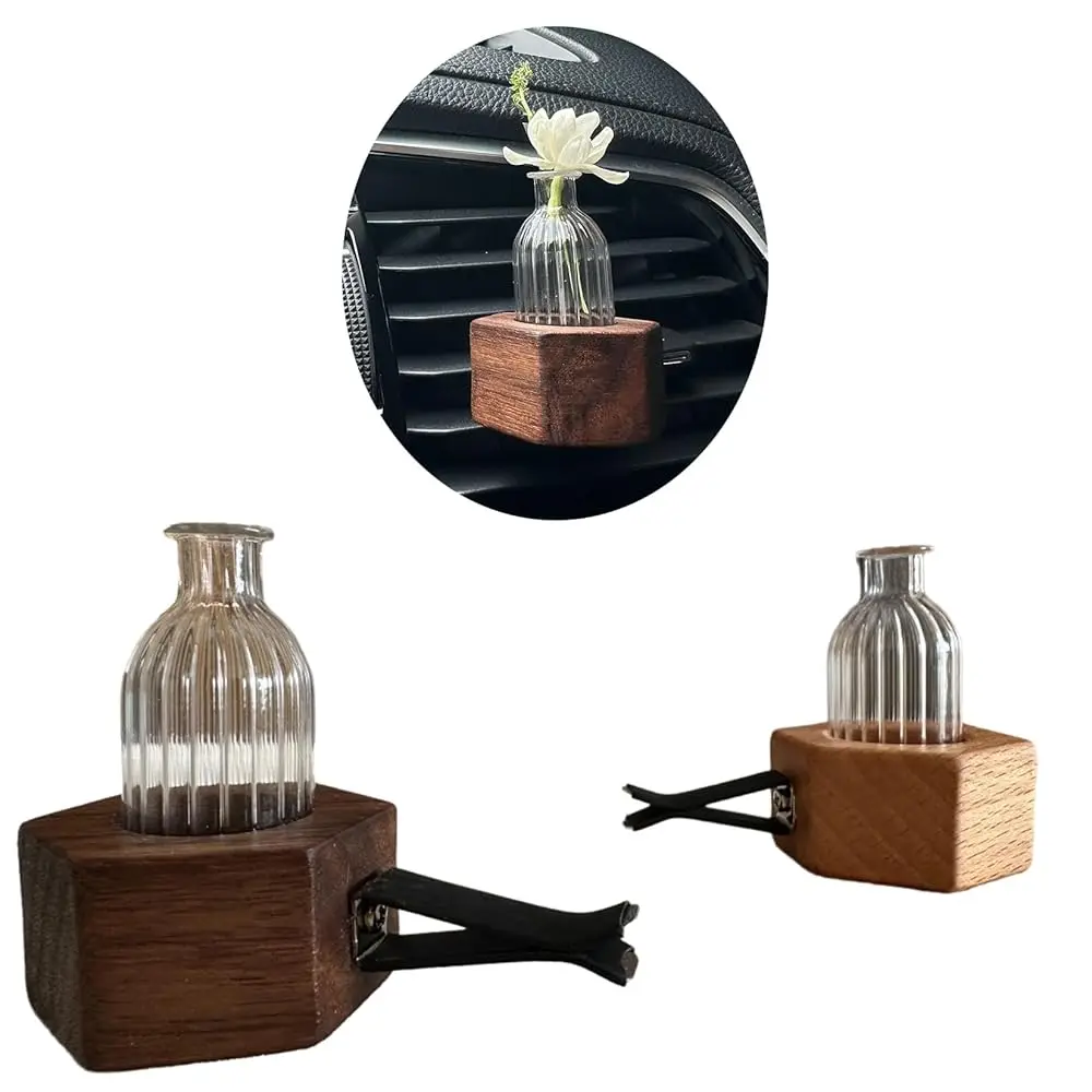 

2 Pcs Car Air Freshener with Glass Propagation Vase - Car Flower Vase for Live Succulents, Universal Car Decorations Interior