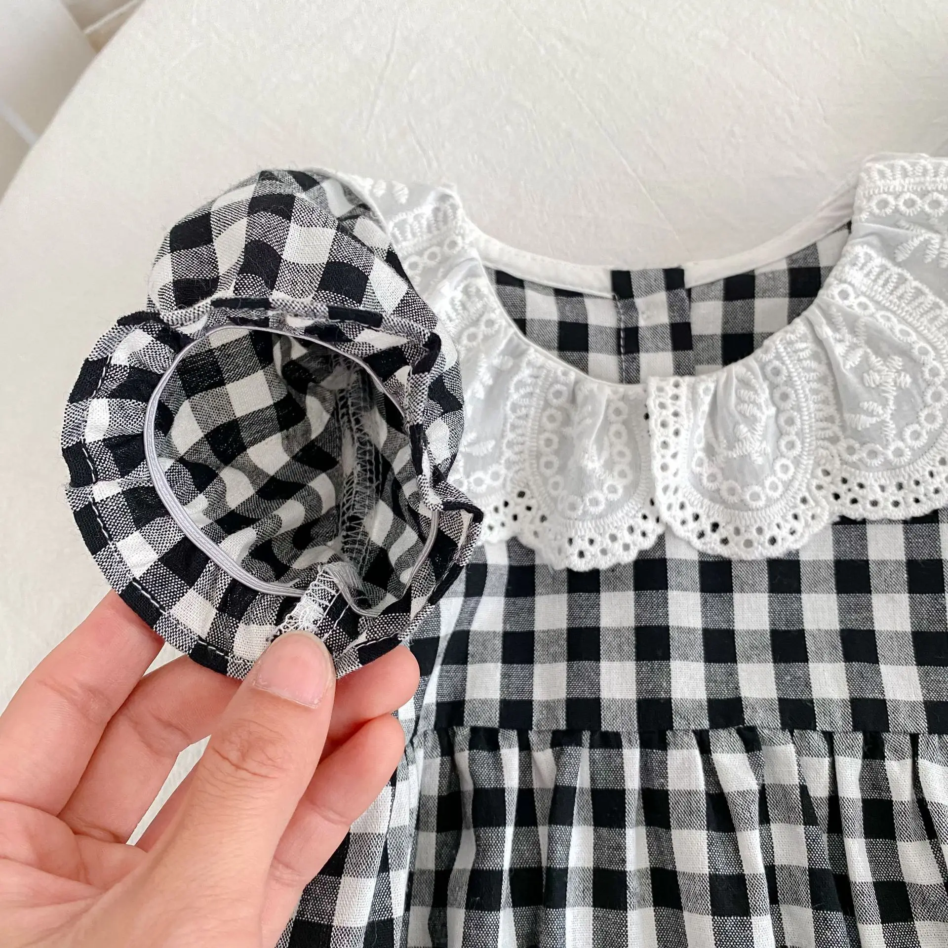 เด็กทารกเด็กหญิงลูกไม้ชุดRompersน้องสาวลายสก๊อตเสื้อผ้าเด็กหญิงชุดเจ้าหญิงครอบครัวเสื้อผ้าทารกแรกเกิดRompers