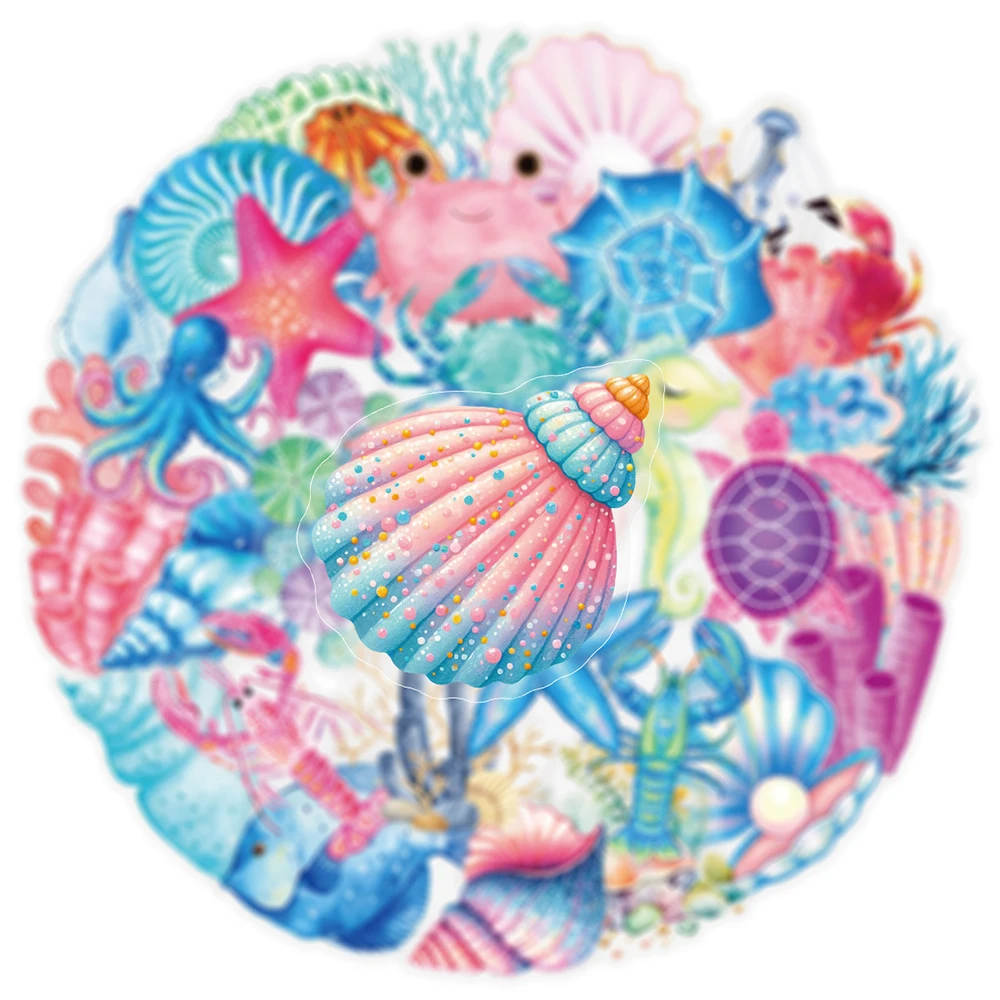 

10/30/50pcs Transparent Cute Marine Animals Cartoon Stickers Aesthetic Seafish Decals DIY Stationery Suitcase Laptop Sticker Toy