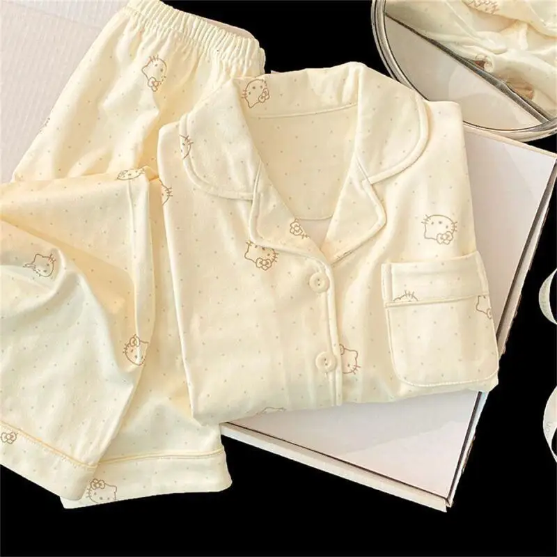 

Sanrio Hello Kitty Winter Warm Sleepwear Cuteore Cartoon Women's Pajamas Sets Long-Sleeved Trousers Nightwear Student Home Suit