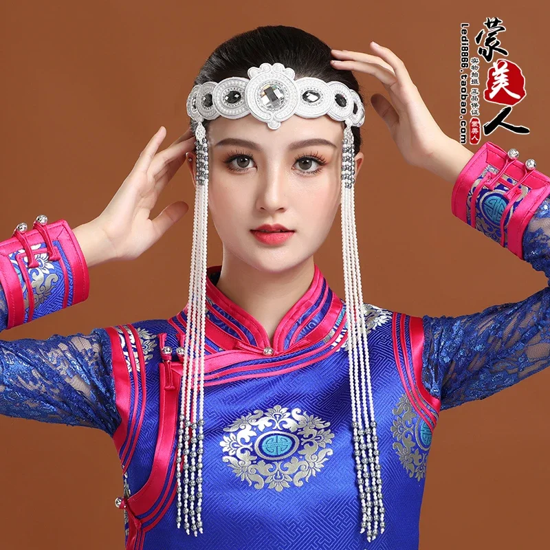 Mongolian headgear women's ethnic style high-end pure hand-woven fabric headband bridal wedding