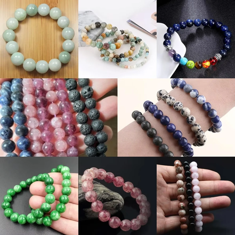 Natural Dream Amethyst Stone Beaded Round Loose Spacer Lace Purple Crystal Reiki Healing DIY Bracelet Jewelry Gift Accessories