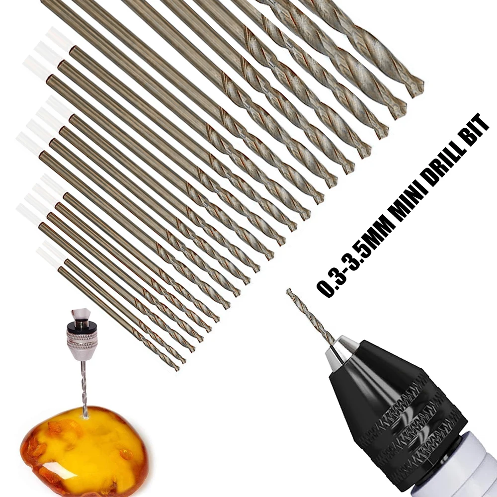 

10pcs 0.3-3.5mm HSS Twist Drill Bit For Dremerl Rotary Tool Straight Shank Mini Drill Bit Set Hand Tools