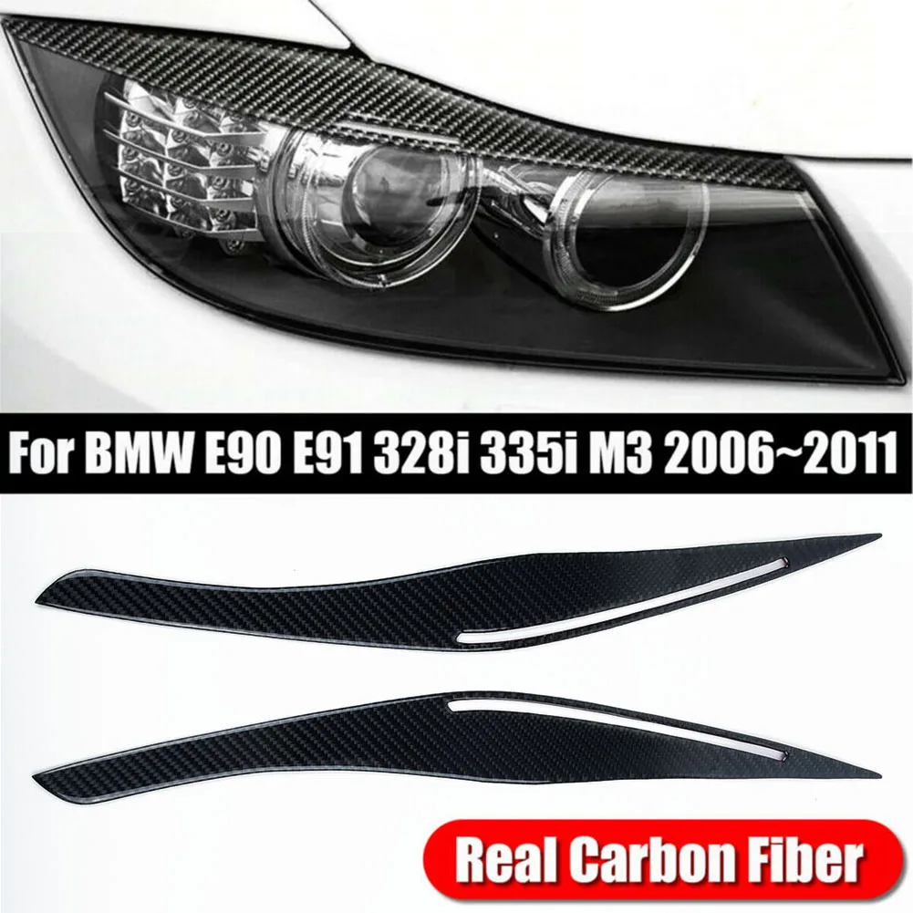 

Carbon Fiber Headlight Upper Eyelid Eyebrow Cover For BMW E90 E91 328i 335i 09~12 Exterior Style Sticker Decoration