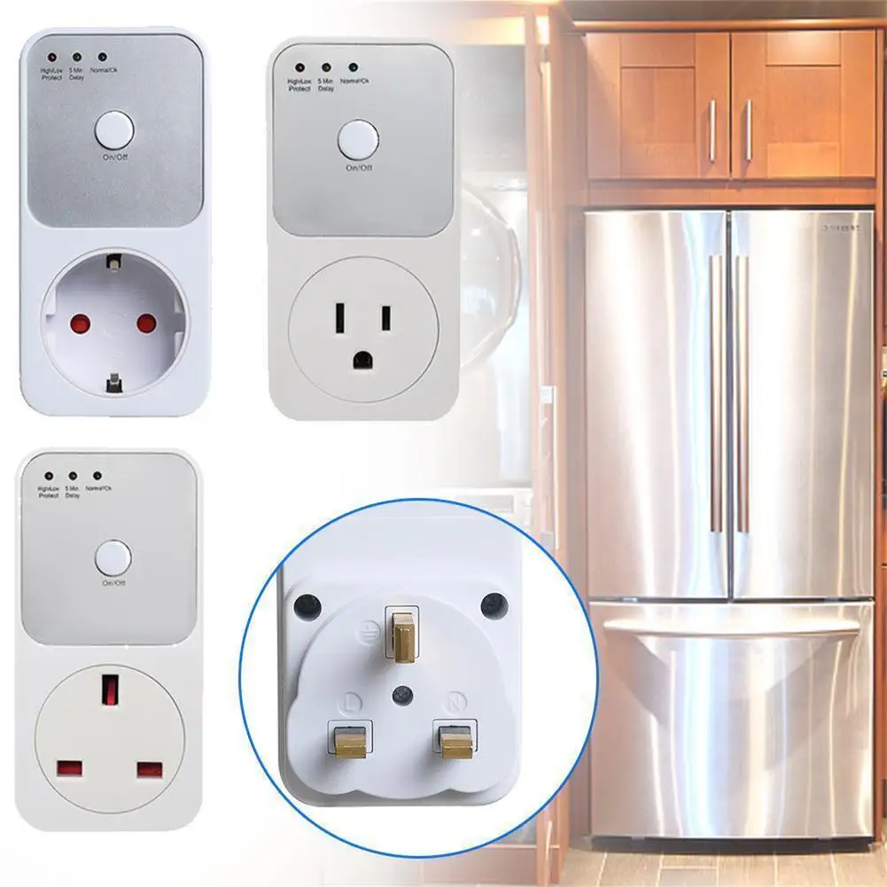 Automatic Voltage Protector Socket Switcher AC 220V Power Surge Safe Protector Stabilizer For Refrigerator Switcher Eu Plug