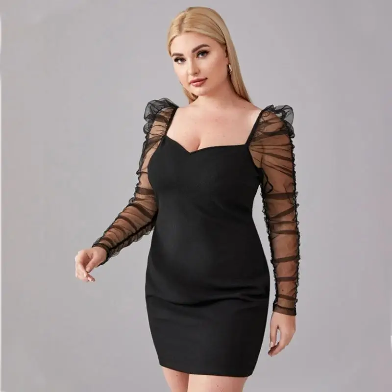 l38e-donna-increspato-vedere-attraverso-maglia-trasparente-manica-lunga-bodycon-mini-abito-sexy-collo-quadrato-hip