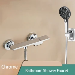 Wall Mounted Brass Shower Faucet with 3 Function Handheld Sprayer Single Handle Hot Cold Water Mixer Valve Nozzle Tap G1/2inch