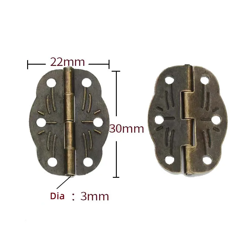 Bronze Vintage Cabinet Door Hinge,Door Pattern Carved Hinges DIY Box,6 Holes Hinge With Screws,Furniture Hardware,30*22mm,2Pcs