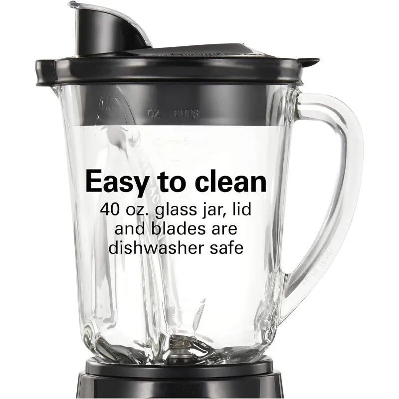 Blender, for shakes and smoothies, 40 oz glass jar, 12 functions (including puree, crushed ice), 700 W