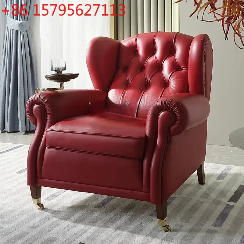 

YH13 Full Leather Villa Clubhouse Living Room Sofa American Godfather Chair