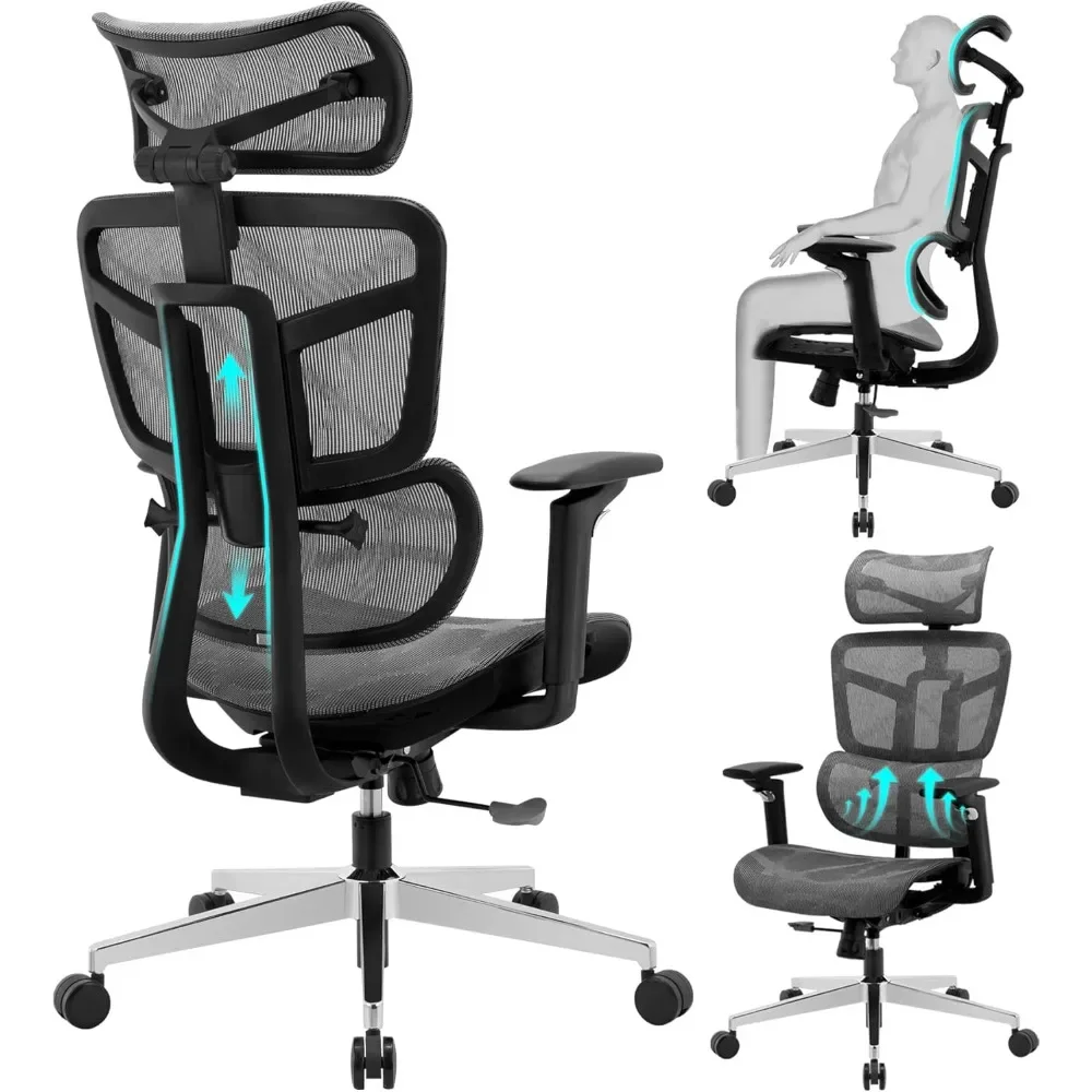 Office Chair Ergonomic , Office Chair, Big & Tall Mesh Computer Chair  Lumbar Support/Headrest/5D Armrests, Executive Desk Chair