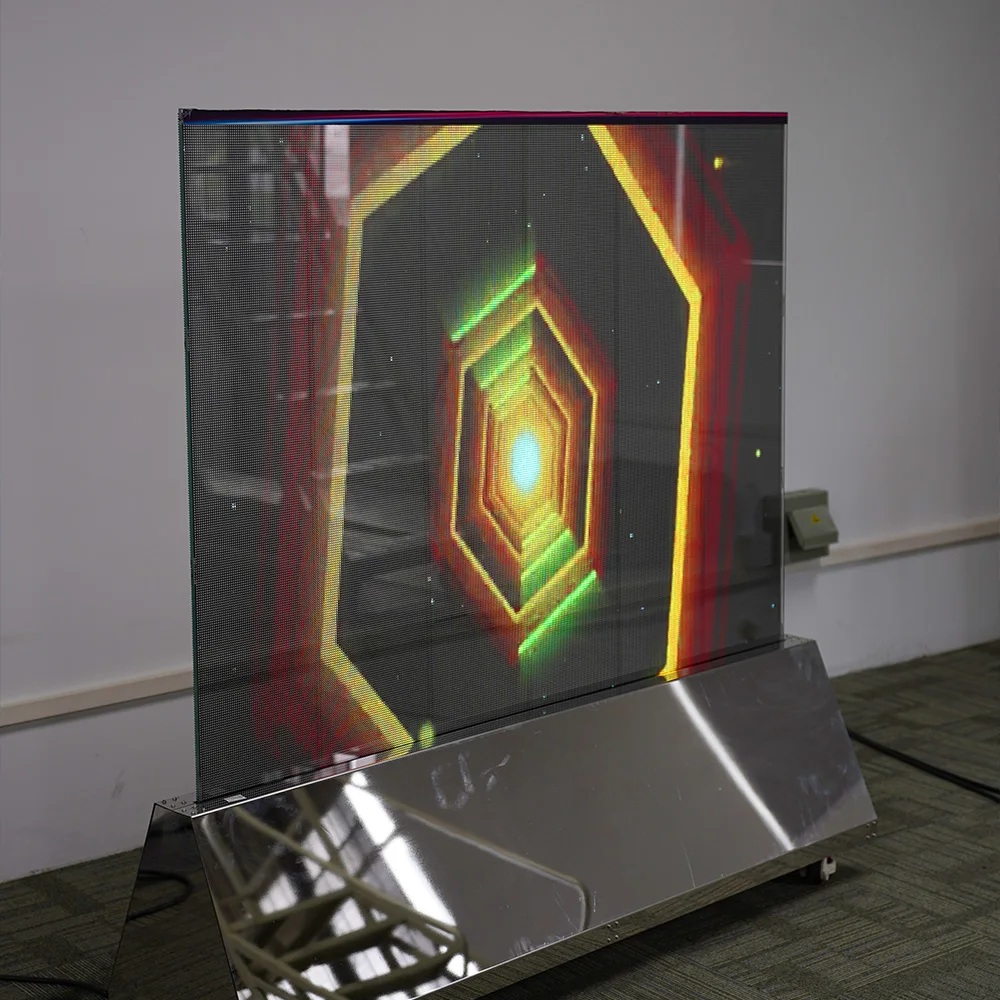 Flexible Transparent Holographic Advertising LED Display Glass Film Led Screen for Shopping Mall