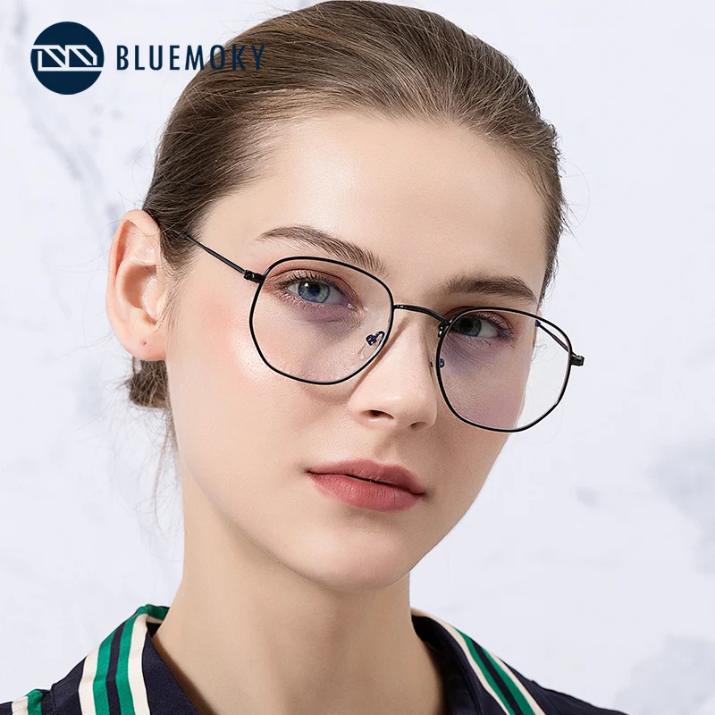 

BLUEMOKY Retro Metal Square Anti Blue Light Blocking Glasses Women Luxury Design Metal Optical Myopia Eyewear Frame for Ladies