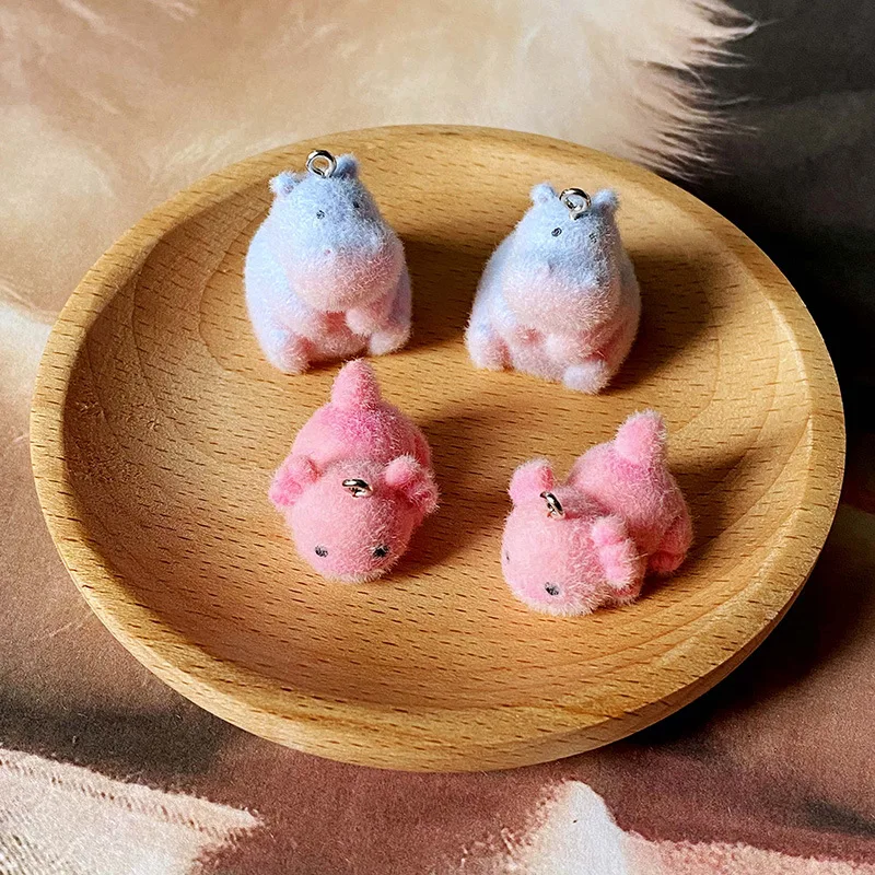 10Pcs/Lot Lovely Plush Gradient Color Baby Hippos Axolotl Pendant DIY for Cell Phone Pendant Keychains Earrings Bags Ornaments