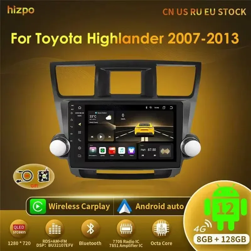 

Hizpo Android 12 For Toyota Highlander 2 XU40 2007-2013 Car Radio Multimedia Video Player Navigation Stereo GPS No 2din DVD 7862