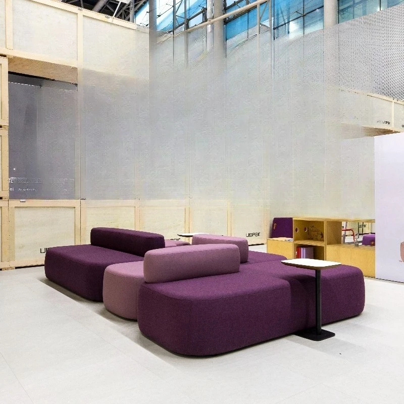 

Modern commercial grade modular sofa bed set eco-friendly PU leather anti-fouling fabric metal frame home office waiting room