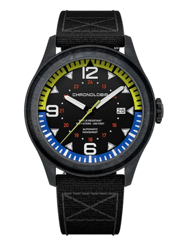 

Chronologia Pilot's Watch Carbon Fiber Canvas Strap Waterproof 100 Meters Luminous Trend Automatic Mechanical Men's Watch