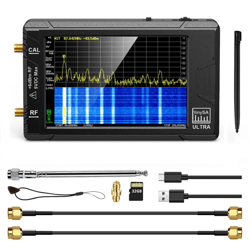 

Hot Sale New TinySA Ultra 4 Inch Spectrum Analyzer Handheld Analyzer 4 Inch Display with Battery 100KHz to 5.3GHz with 32GB Card