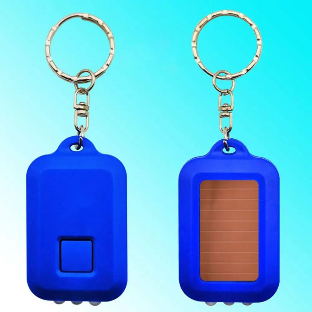 Mini Flashlight Solar Energy Powered Press Type Torch Keychain LED Mini Torch Keychain Hiking Camping Electric Key Chain Torch