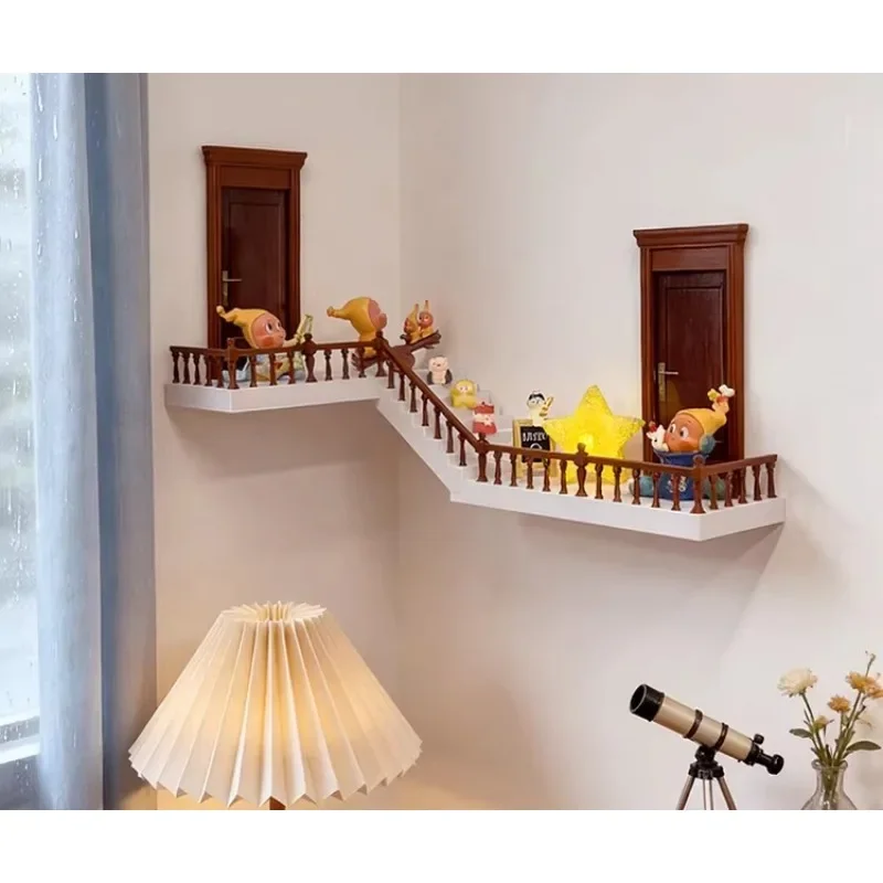 Corner blind box storage display stand Moe grain figure shelf luminous three-dimensional staircase display stand creative micro