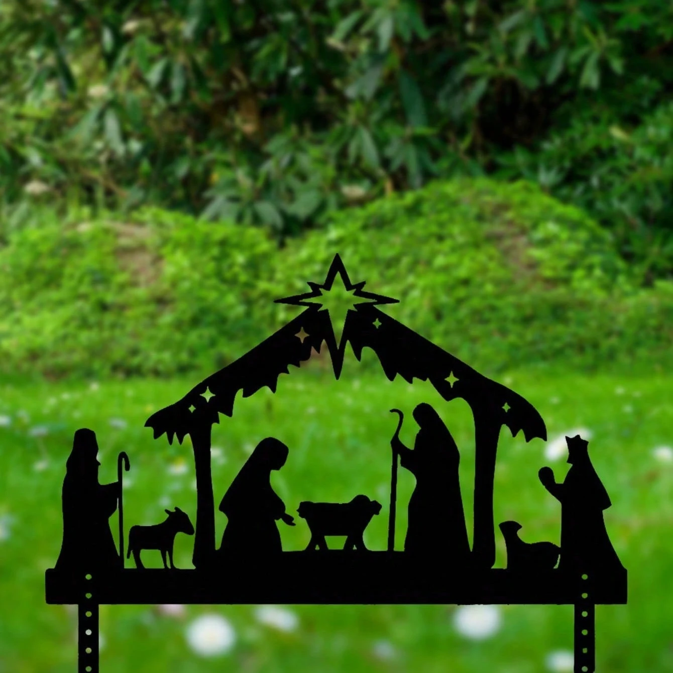 Nativity Santa Sleigh Dog Metal Wall Art, Holiday Decor & Gift