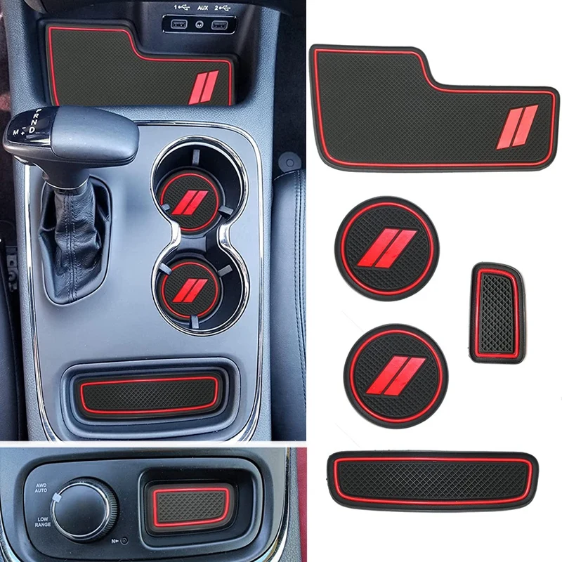 For Dodge Durango Accessories 2014-2020 Anti Dust Cup Holder Inserts, Door Pocket Liners, Center Console Liner Mats