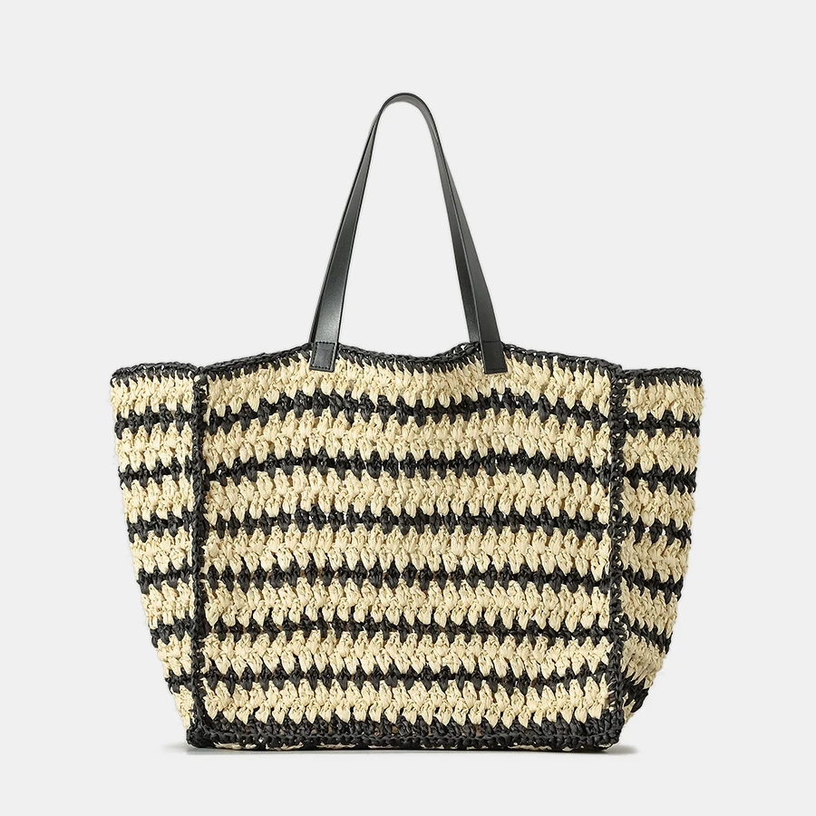 

Large Tote Bag for Women Woven Bag Crossbody Beach Bag Shoulder Bag Spring and Summer New Striped Handmade Straw Woven Bag 2025