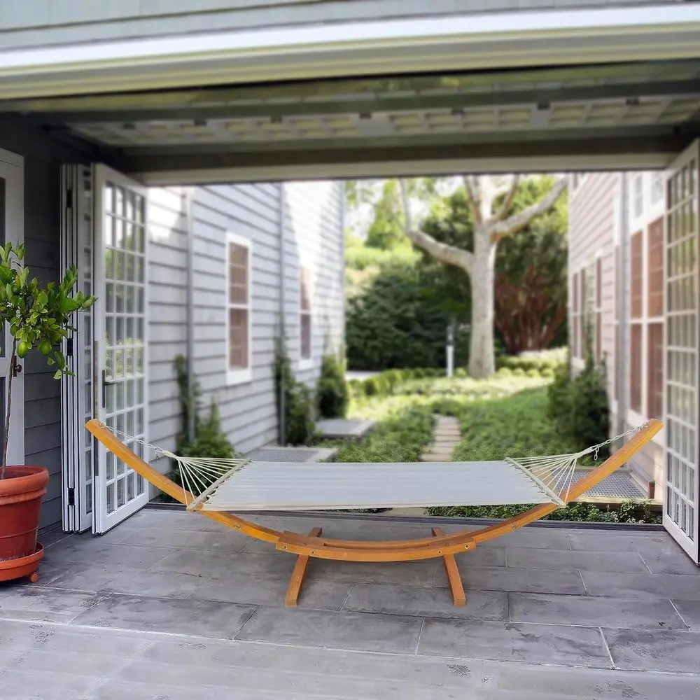 

Портативный гамак для улицы и помещения с подставкой из фанеры и холщовым материалом