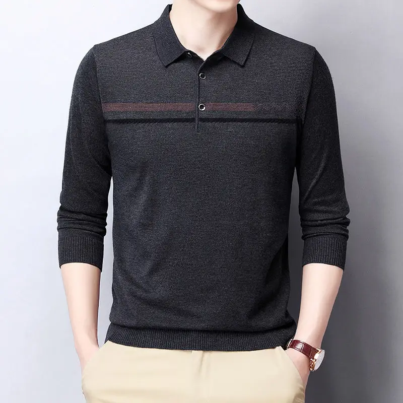 

Vintage Printed Button T-shirts Spring Autumn New Turn-down Collar Stylish Button Men's Clothing Casual Long Sleeve Polo Shirts