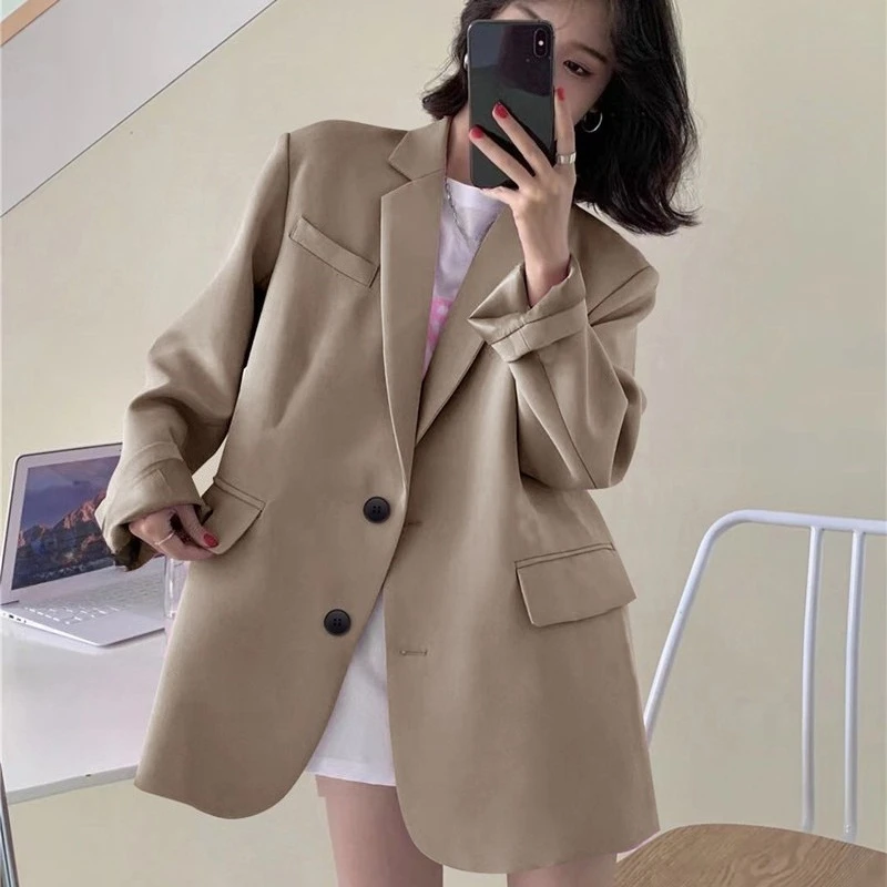 

Spring Autumn New in Fashionable Elegant Retro Women's Long Sleeve Casual Loose Solid Color Suit Coat Women's Clothing Top