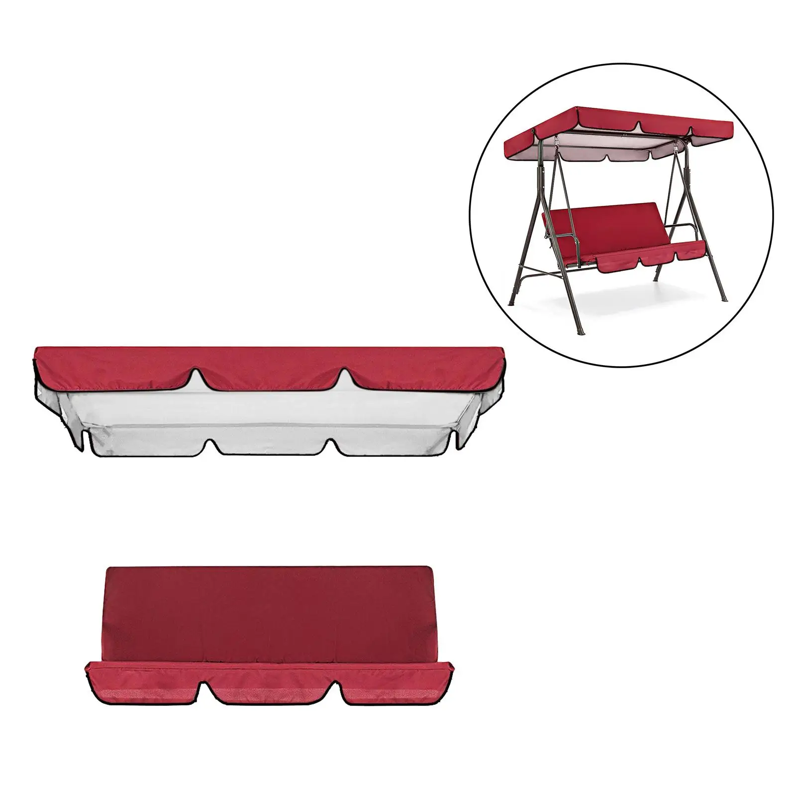 3 Person Swing Canopy Set Replacement Waterproof Oxford Cloth Cover for Outdoor Patio Swing Chair