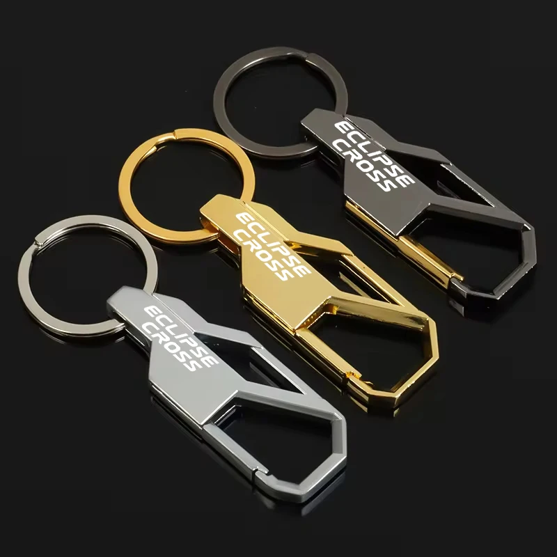 for  Mitsubish eclipse cross iAccessories zinc alloy car key chain, Creative metal decoration, Gold key ring, Gift,