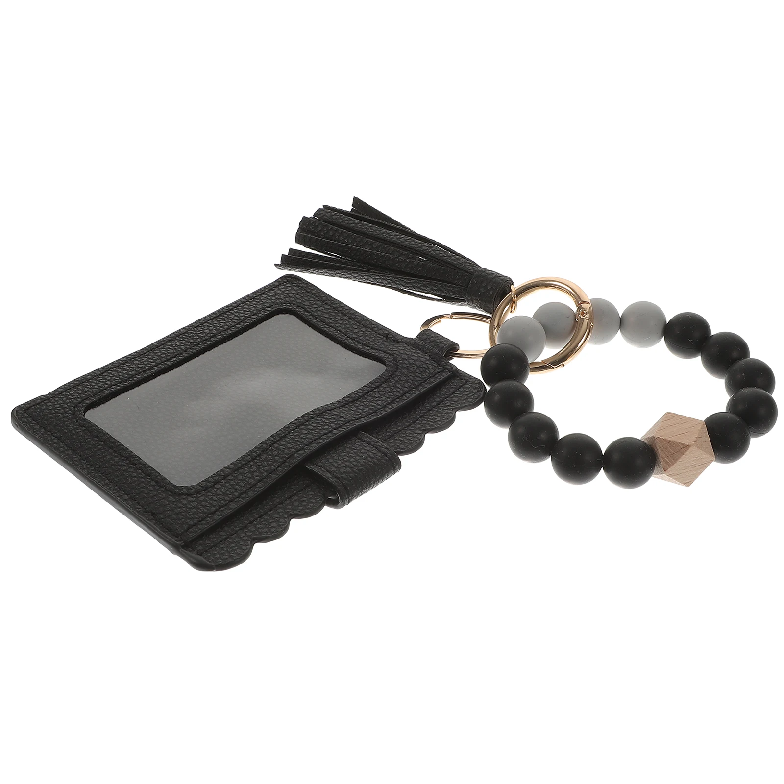 

Силиконовый брелок-браслет, легкий удобный держатель для карт, браслет из бисера, брелок с кисточкой из искусственной кожи, кулон для хранения, декор кошелька
